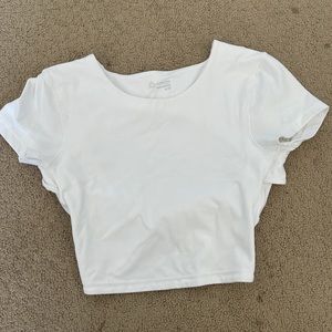 white offline by aerie open crossed back workout top in xs